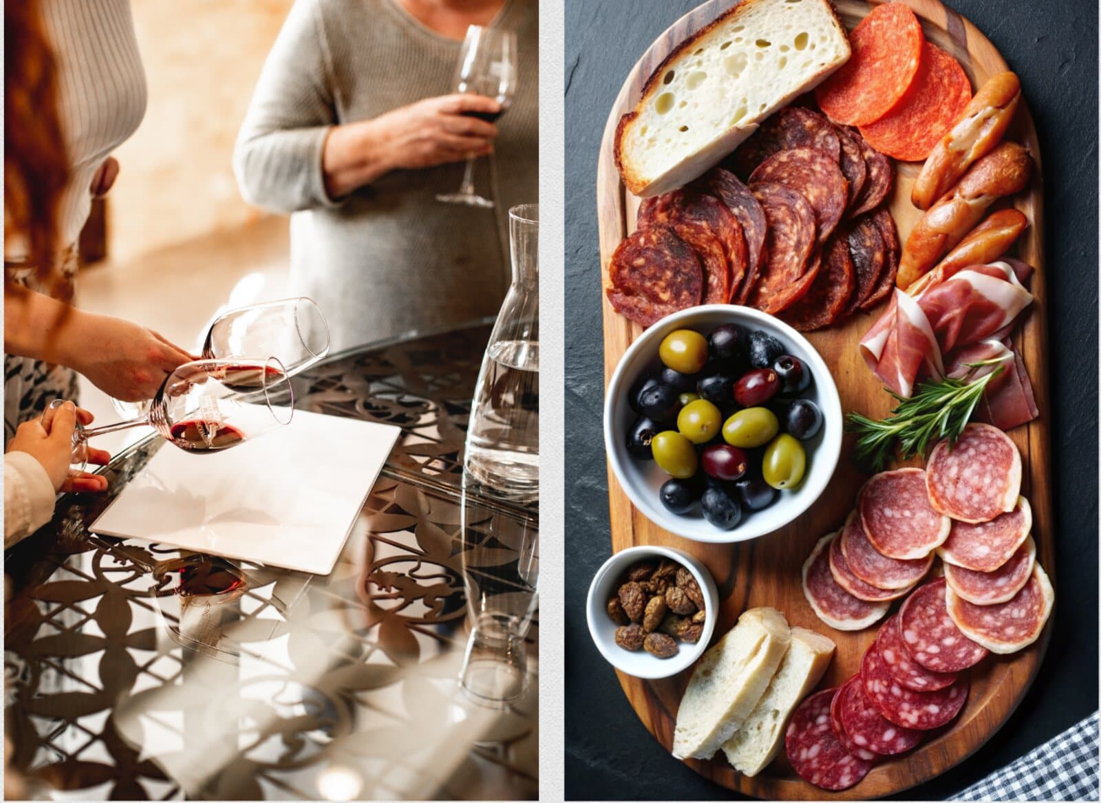 Une dégustation dans le Médoc à côté d’une planche de charcuterie locale
