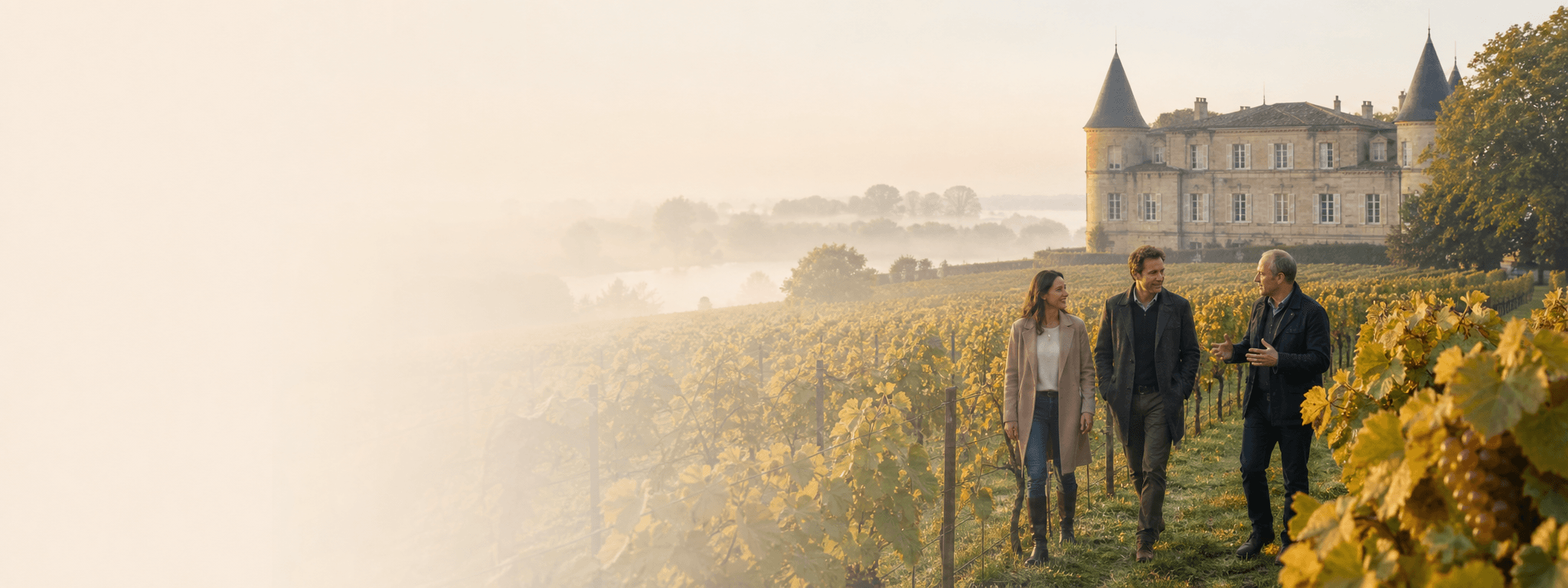 Guests exploring the vineyards of Graves and Sauternes